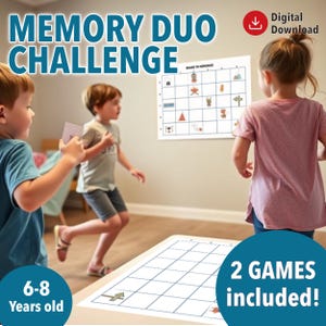 Gioco di memoria stampabile per bambini, attività di compleanno per bambini, gioco gratuito per feste, gioco di apprendimento scaricabile, gioco per pigiama party