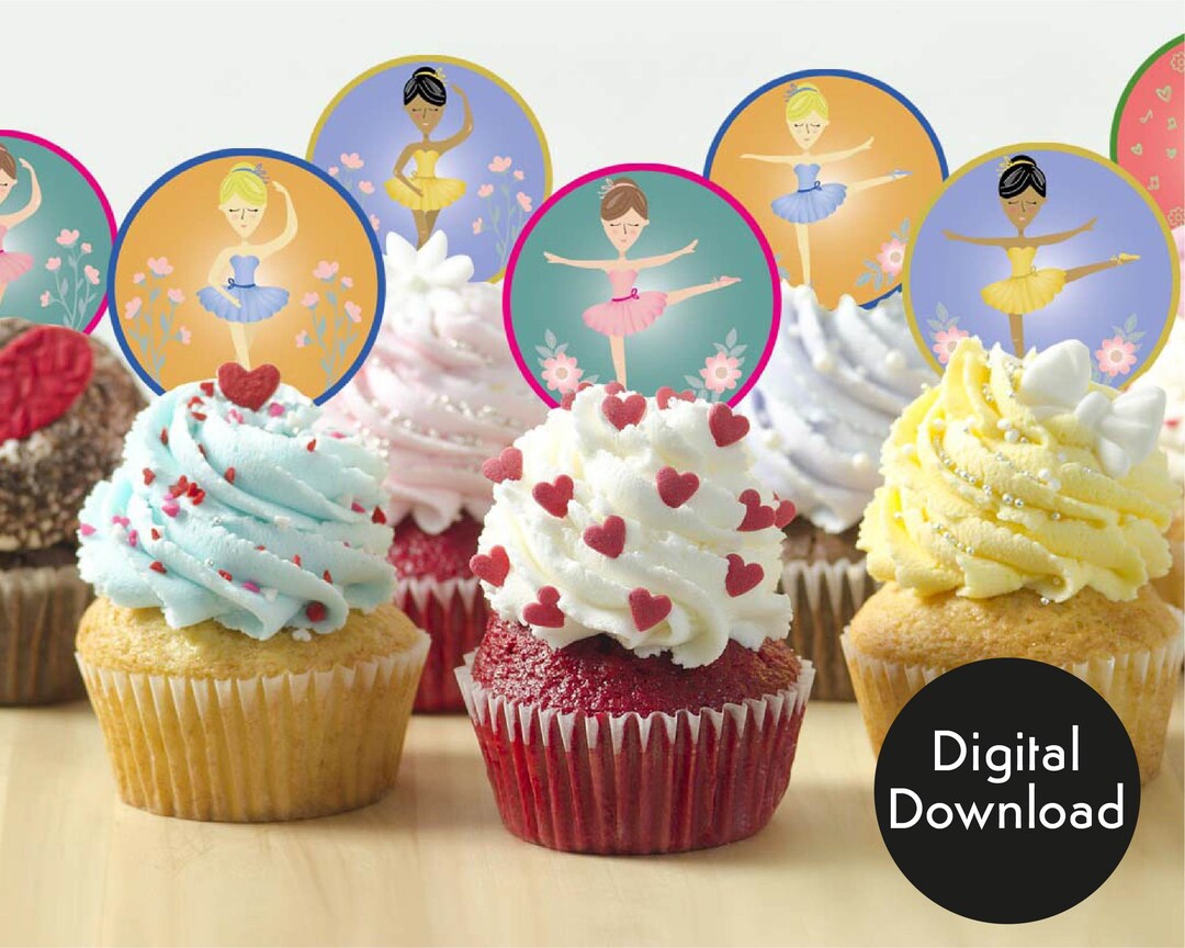 Ballerina Cupcake Topper Digital Download Stickers for Gift Bags ...