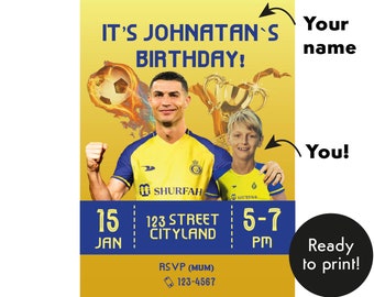 CR7 Birthday Invitation digital download Birthday Party Invites Editable Cristiano Ronaldo Invitation kids birthday printable invite