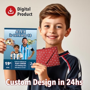 Personalized Messi Birthday Invitation Digital Download Soccer Party Printable Invite Messi Birthday Invitation Customizable Birthday Card