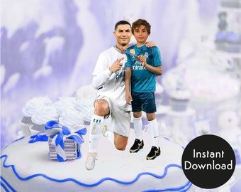 Topper de pastel personalizado de Ronaldo con su foto CR7 Fiesta de cumpleaños Topper de pastel digital personalizado Fiesta de cumpleaños de Ronaldo CR7 Cake Topper