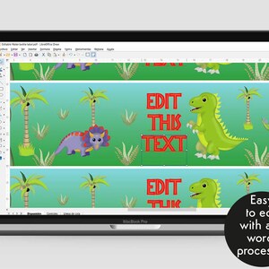 Editable Dinosaurs Water Bottle Labels, Downloadable Water Bottle ...