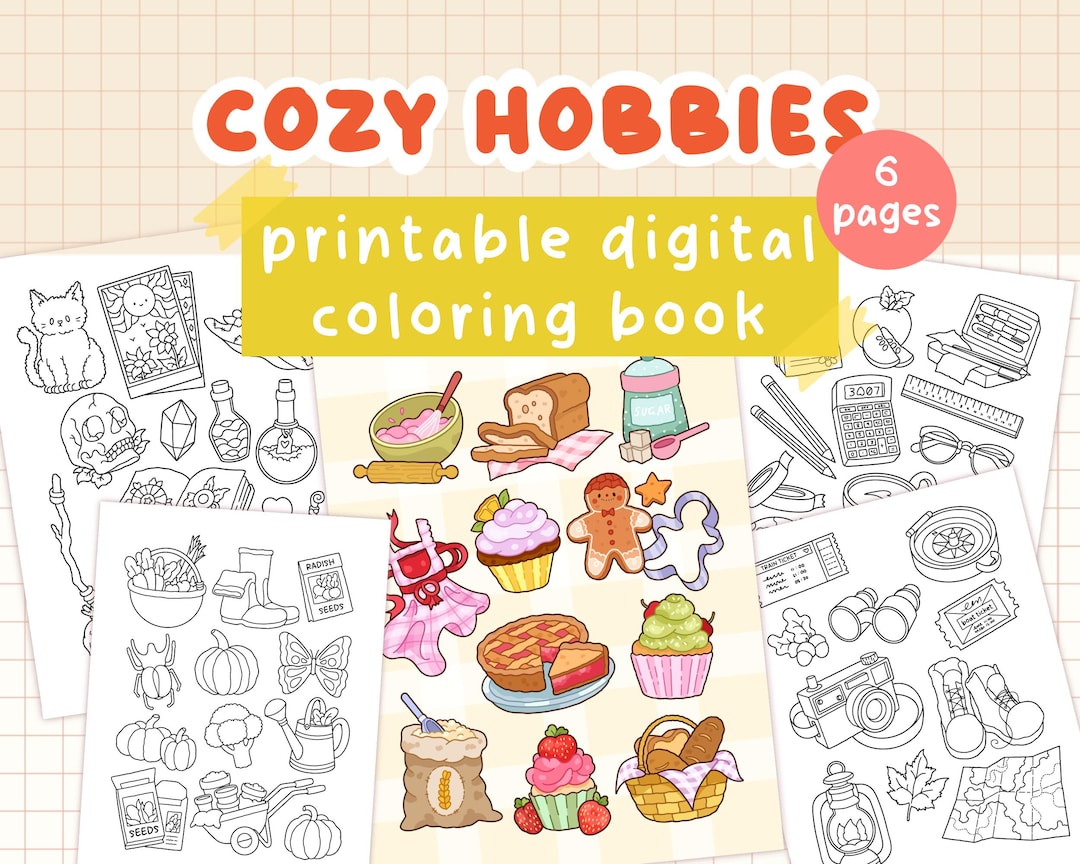Hobby Coloring Book | Digital Download | Cute and Cozy Printable ...