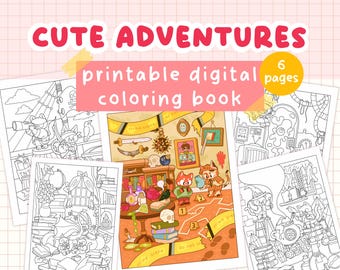 Animal Adventures Coloring Book | Digital Download | printable coloring book with cute characters
