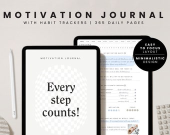 Digital Motivation Journal: Habit Tracker, Self-Care Workbook (PDF)