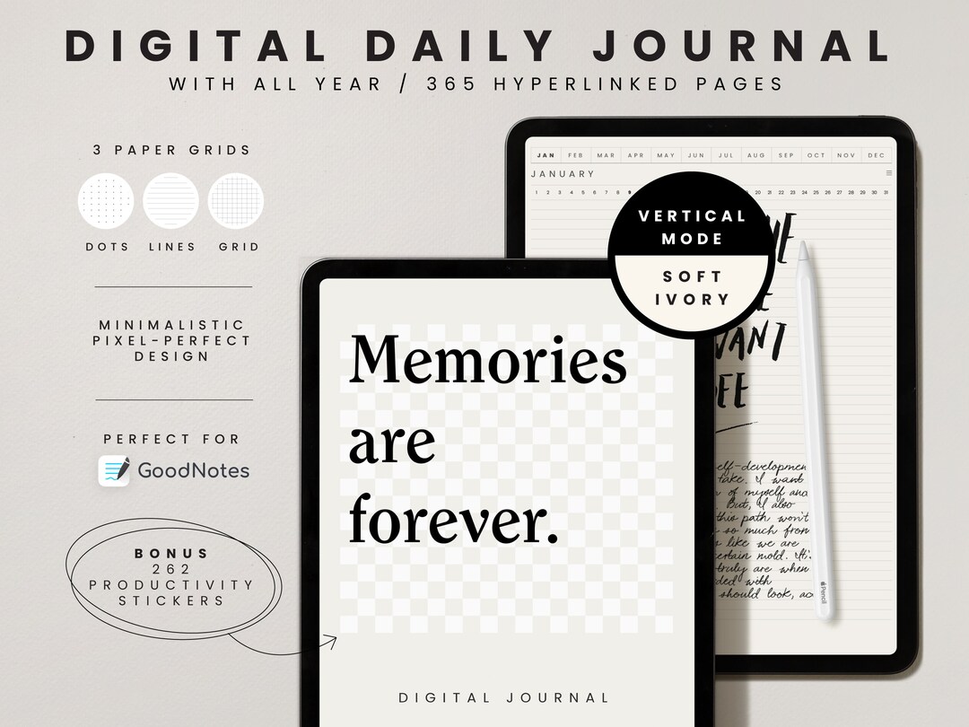 Digital Daily Journal Pages, Digital Papers for iPad Goodnotes ...