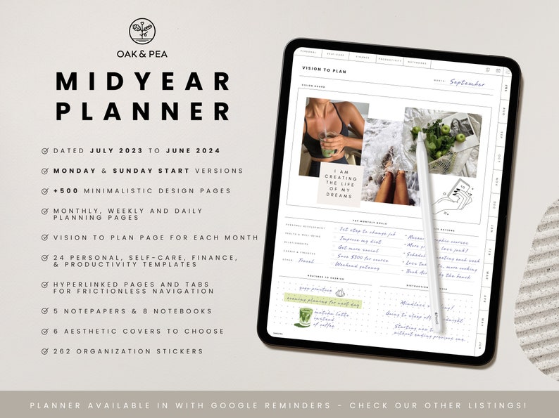 Digital Midyear Planner 20232024 Daily Life Planner for Goodnotes