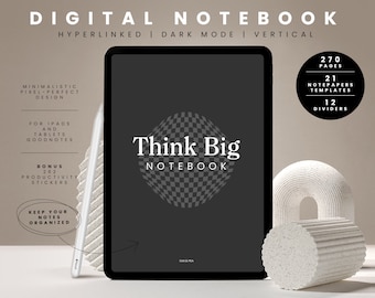 Dark Mode Digital Notebook: Minimalist iPad Template (PDF)