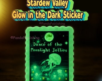 Stardew Valley Glow in the Dark Sticker | Dance of the Moonlight Jellies | Stardew Valley gift, Stardew Valley Art, Water Bottle Decal