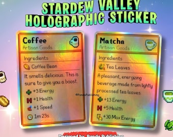 Stardew Valley Holographic Matcha / Coffee Sticker | Stardew Valley Stickers, Stardew Valley Vinyl, Stardew Valley Water Bottle Decal