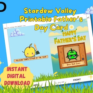 Cartão do dia dos pais de Stardew Valley de <br> Entrega Rápida? Download digital Presente de Dia dos Pais de Stardew Valley, presente inspirado em Stardew Valley para impressão, cartão comemorativo