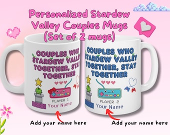 Personalized Stardew Valley Couple Mugs - Set of 2 Mugs | Customized Stardew Valley Gifts, stardew tea cup,Custom Stardew valley anniversary