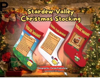 Personalized Stardew Valley Christmas Stockings, Stardew Valley Inspired Holiday Decor, Stardew Fireplace Hanging, Jumino Festive Stocking