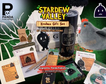 Stardew Valley Krobus Gift Bundle | Krobus Themed Stardew Valley Gifts | Tumbler, Void Chicken Plush, Keychain, Stationary, Tote Bag & More