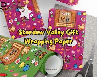 Papier do pakowania Stardew Valley | Papier do pakowania prezentów rocznicowych Stardew Valley, spersonalizowane prezenty świąteczne Stardew Valley | Wykończenie matowe/satynowe