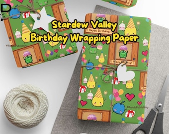 Papier do pakowania prezentów Stardew Valley na urodziny | Papier do pakowania prezentów Stardew Valley, Papier do pakowania prezentów Stardew Valley, Papier artystyczny Jumino, Spersonalizowane urodziny Stardew