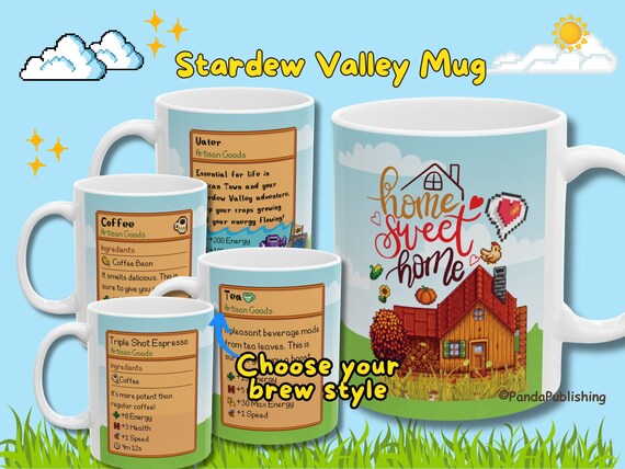 Stardew Valley Mug, Stardew Valley Gift, Stardew Valley Farm Cup, Water Stats, Unique Gamer Gift, Birthday gift, Coffee Mug, Stardew Tea mug