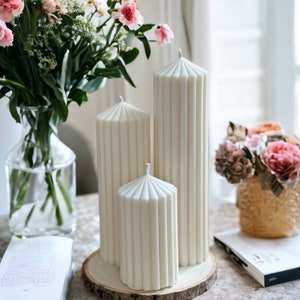 XXL pillar candle grooved | large candle for the right home decor | in different sizes | Free shipping in Germany from 40 euros