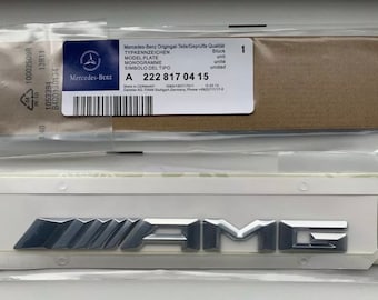 Genuine Mercedes AMG Badge for Rear Boot Trunk Tailgate for all A C E S Class in Chrome Finish