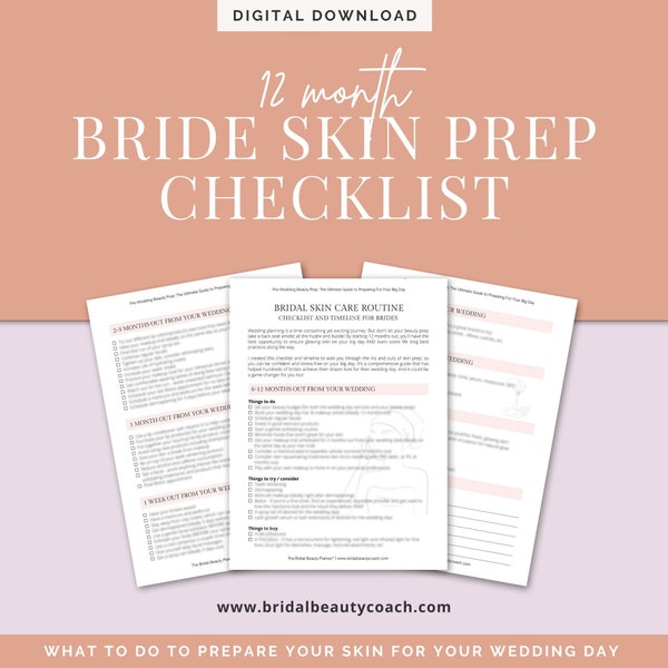 Skin Care Routine Checklist and Timeline for Brides, Wedding Checklist for Brides, Wedding Skin Prep, Beauty Prep, Bridal Makeup Planning
