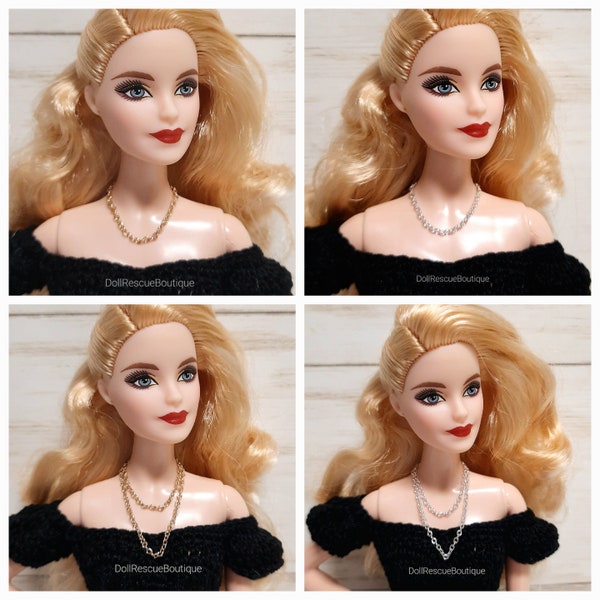 Simple Chain Necklace - Choose Style and Metal Color - Necklaces for 11.5" Fashion Dolls - Fits Adult Fashion Dolls - 1:6 Scale - Handmade