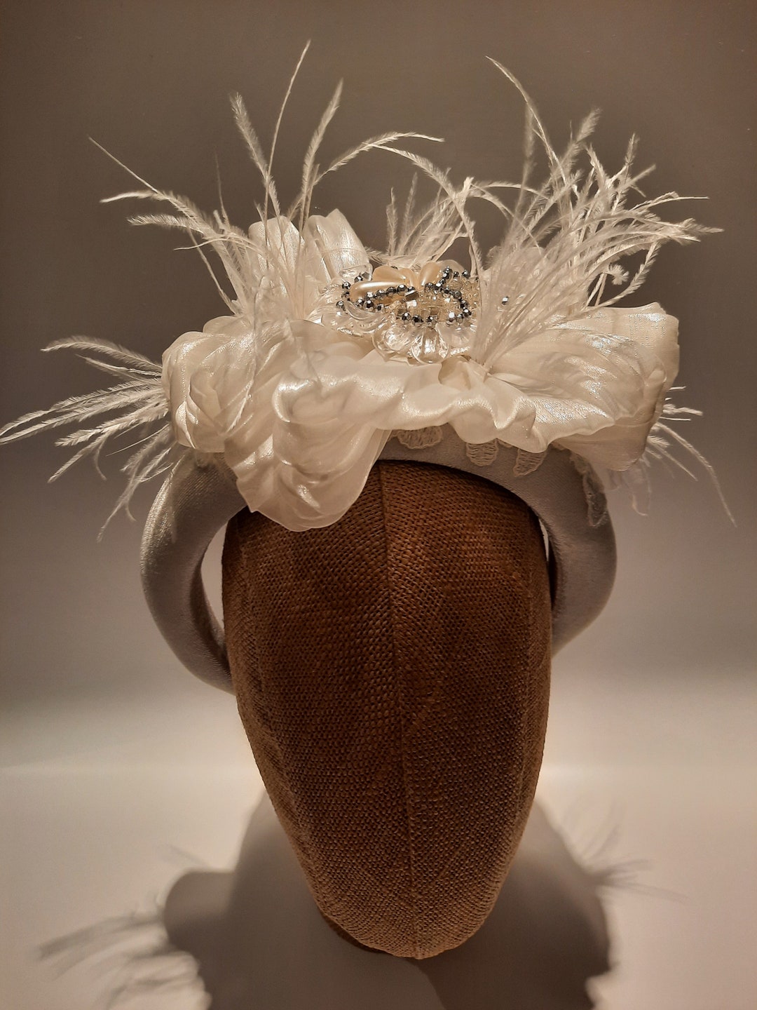 White Embroidered Feathered Tiara. A Dreamlike Tiara With - Etsy