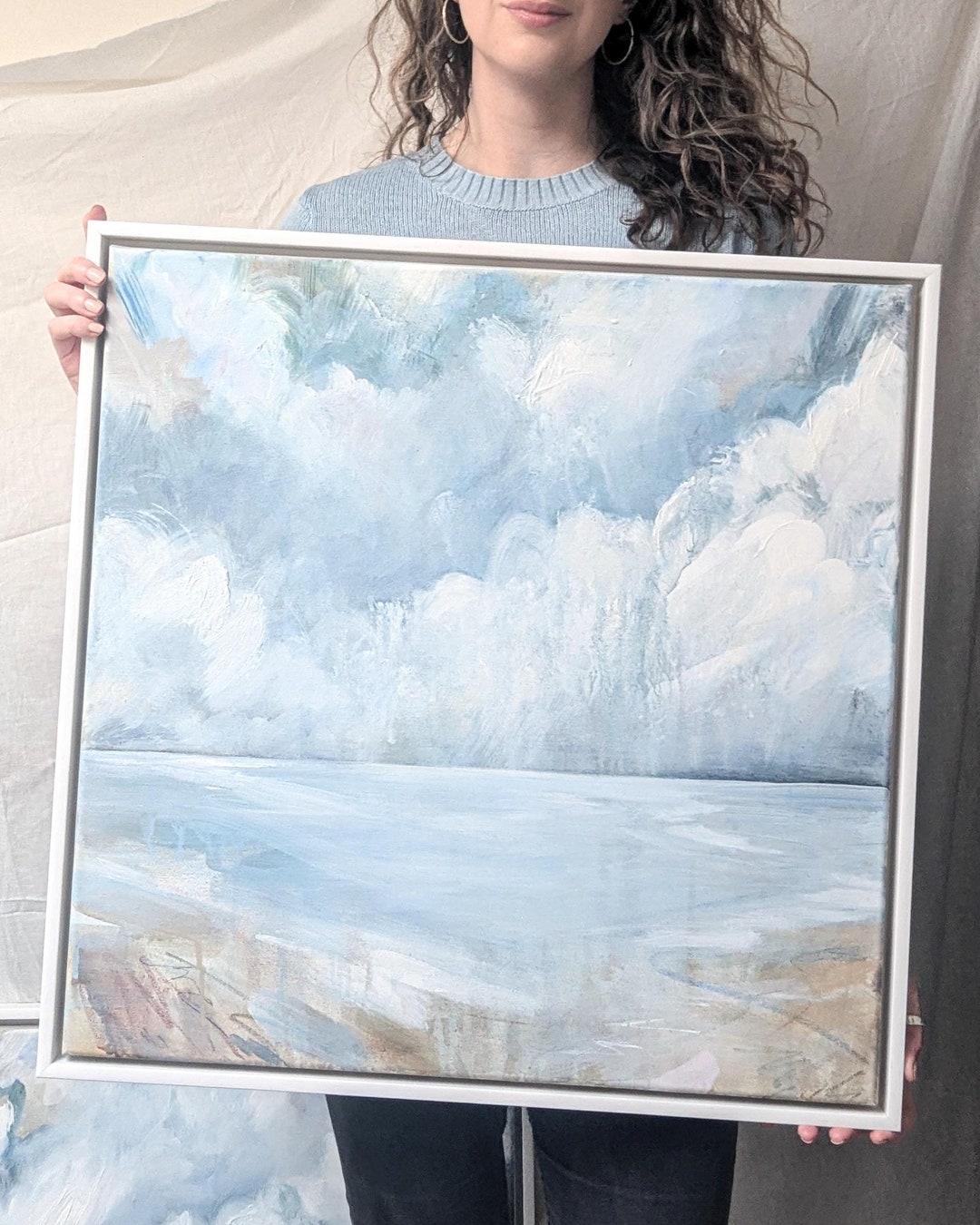 FRAMED Large Original Abstract Landscape Painting on Canvas Calming ...
