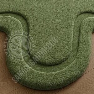 Green Organic Shape Rug – Modern Abstract Blob Carpet image 8
