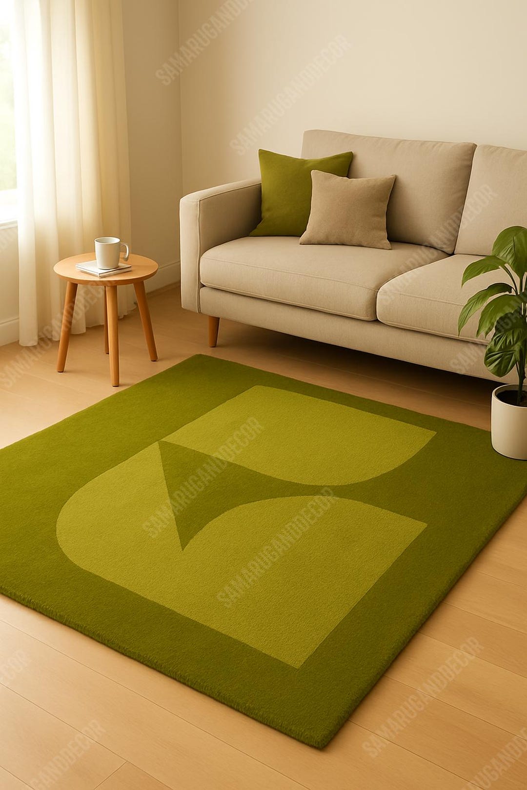 Modern Olive Green & Mustard Tufted Rug – Custom Handmade Area Rug ...
