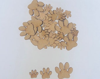5 or 25 x Wooden MDF Dog Cat Paw Print Craft Blank Embellishments