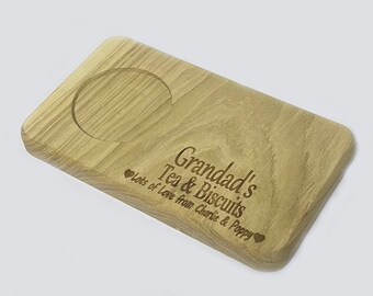 Tea and Biscuit Board Personalised Serving Board Oak Novelty Gift For Friend Birthday Gift For Grandparent Fathers Day Gift Mothers Day Gift