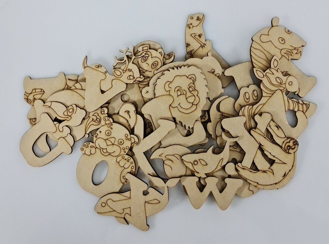 Mdf Animals Wooden MDF Animal Alphabet Letters Full Alphabet Shapes - Etsy