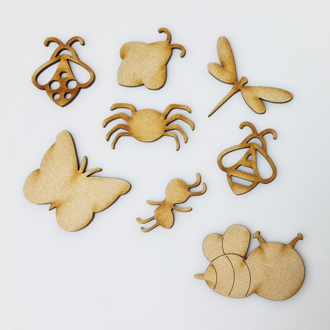 Wooden MDF Insect Craft Blank Embellishments Bee Spider Butterfly Ant ...