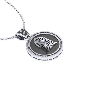 Ancient Greek Antefix Pendant, Ancient Greek Akrokeramo Seal Pendant / Sterling Silver 925 Anthemion pendant, Architectural Salvage Antefix