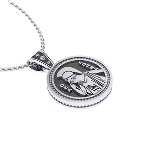 Greek Goddess Athena Pendant, Ancient Greek Seal Pendant / Two-tone coloured Sterling Silver 925 Goddess Athena