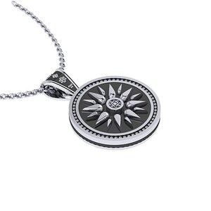 Greek Vergina Sun Pendant, Vergina Star necklace, Ancient Greek Seal Pendant / Two-tone coloured Sterling Silver 925 The Star of Vergina