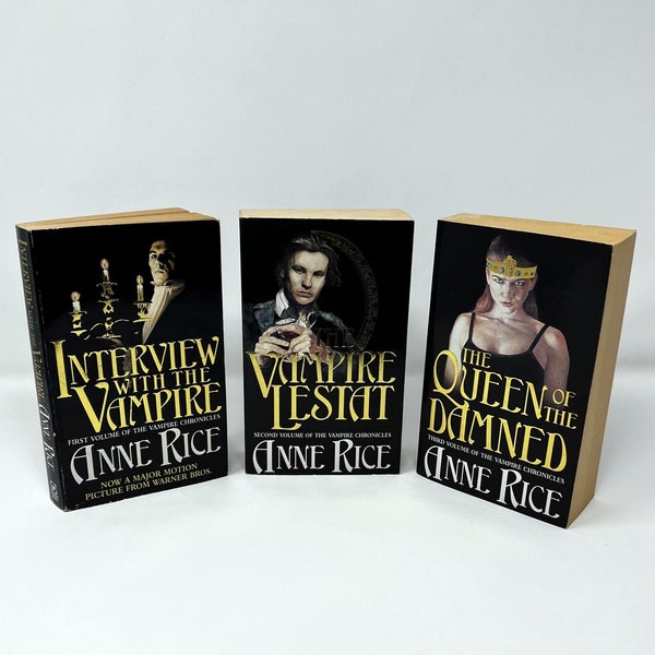 Interview with the Vampire Book Set, First Three Volumes of The Vampire Chronicles by Anne Rice, 1994 Editions by Warner Books