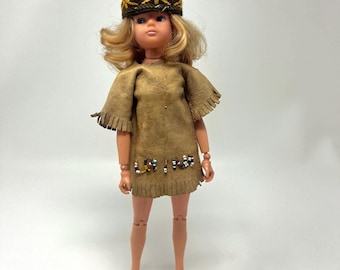 Vintage 1970s Sarah Louise Doll in Native American Outfit, Debenhams UK Exclusive Fashion Doll