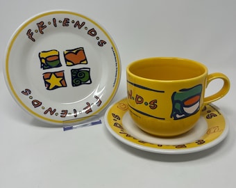 Vintage Friends Sitcom Large Yellow Cup, Saucer and Side Place Set, Y2K