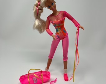 Vintage 90s Gymnast Barbie Doll, Bend and Move Body, Mattel 1993