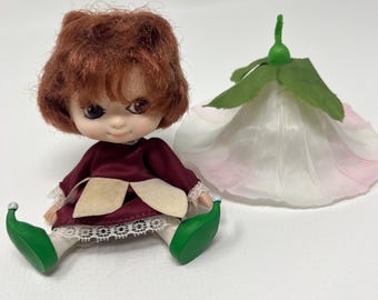 Vintage 1980s Victoria Plum Jointed Doll With Dress and Hat