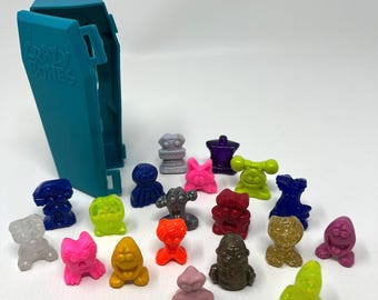 Vintage 90s GoGo’s Crazy Bones Mini Figures and Coffin Carry Case
