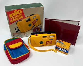 Vintage 1990s Big Yellow Camera Point And Shoot Gift Set, Complete 90s Deadstock Item