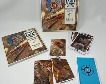Vintage 90s Native American Card Deck and Book Set - White Eagle Medicine Wheel By Wa Na Nee Che