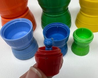 Vintage 1950s Kittie In The Kegs Nesting Barrels Toy