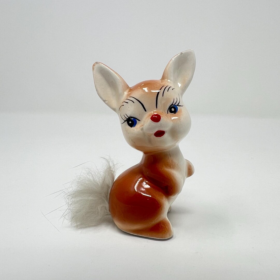 Kitsch Shiny Rabbit Kitsch Bunny Rabbit Figurine With Fluffy Tail, Vintage 1960s - Etsy