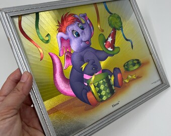 Vintage 1980s The Wuzzles Eleroo Shiny Foil Picture In Silver Frame