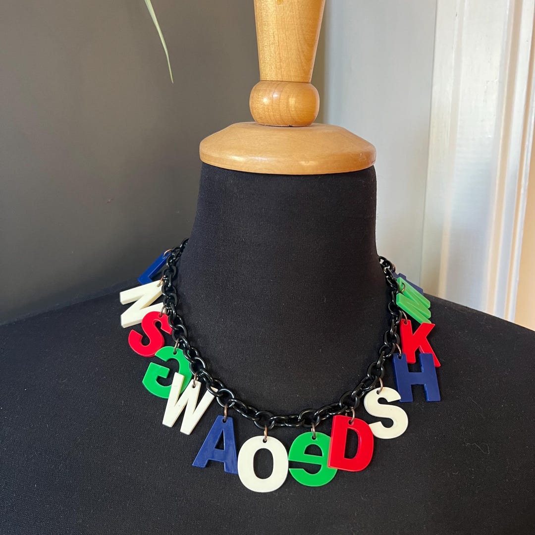 Vintage 90s Costume Jewellery Alphabet Letter Necklace - Etsy UK
