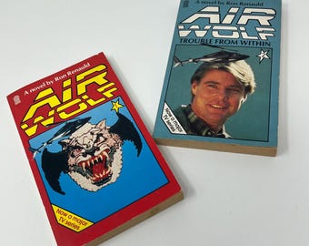 Vintage Air Wolf TV Series Tie In Books Set Of Two First Editions, 1985