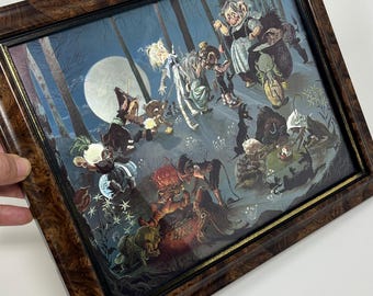 1980s Dufex Foil Art The Barbeque Troll Themed Framed Print